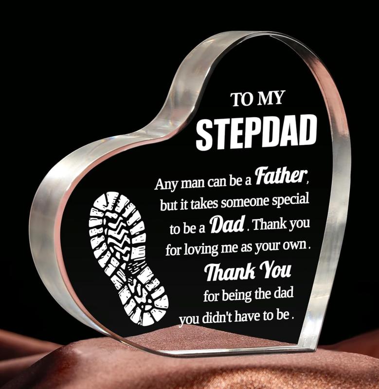 Gifts To My Step Dad, Father's Day Gifts from Daughter Son, Bonus Dad Gifts, Acrylic Desk Plaque for Fathers Day Present, Best Gifts for Stepdad