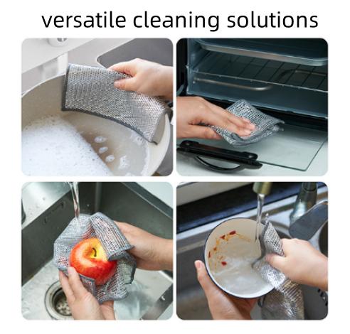 10 Counts Multipurpose Dishwashing Rags for Wet and Dry Use Easy Rinsing，Wire Cleaning Cloth Wire Dish Towels for Kitchen, Sinks, Pots, Pans Non-Scratch Wire Dishcloths for Kitchen Cleaning, Reusable miracle wire cloth  sink durable