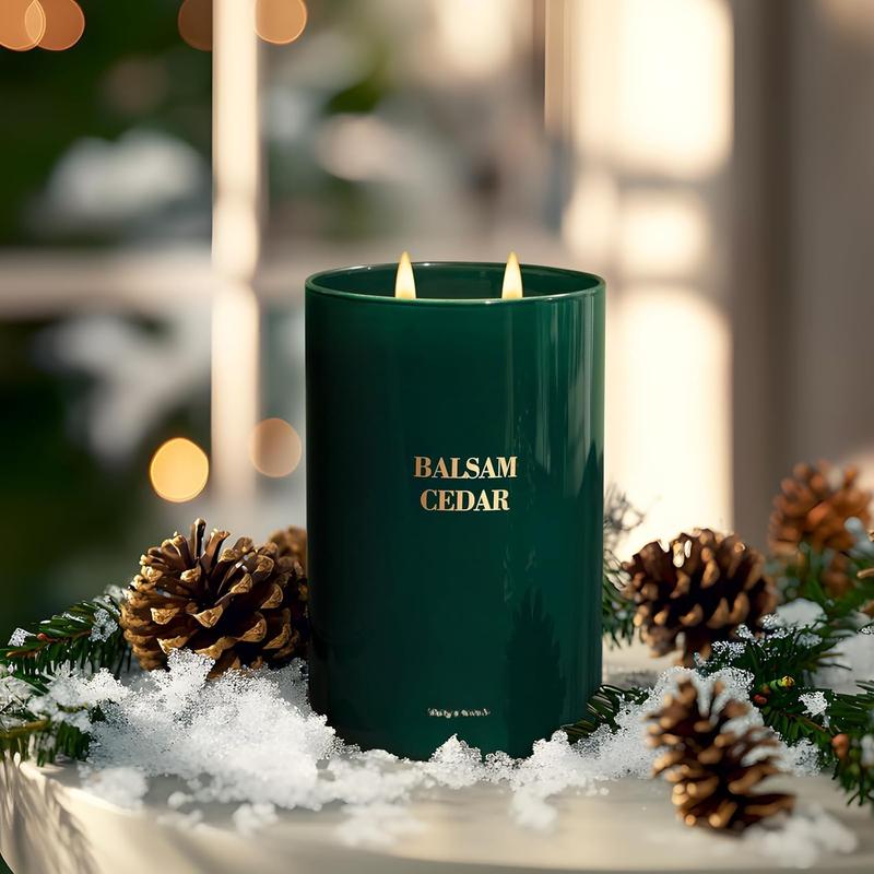 Balsam Cedar Candle 22 oz, Pine Candles for Home Scented, Winter Candle for Classic Luxury Aromatherapy, Big Green Soy Candles, Large Jar Candle Gifts for Christ mas, Birthday, Men, 2 Wicks