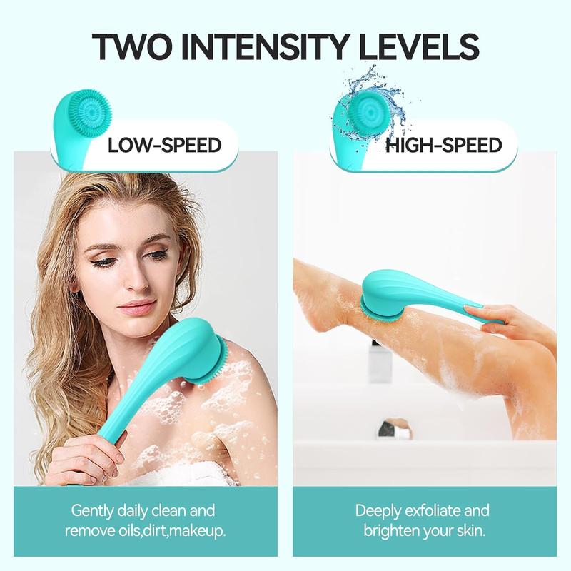 Three in one electric shower brush, bristle cover, cleaning and massage, waterproof USB charging, silicone anti slip accessories, deep exfoliation