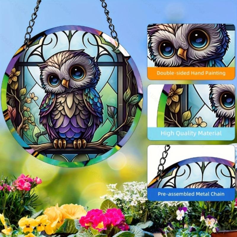 Owl Pattern Hanging Decor, 1 Count Colorful Acrylic Sun Catcher, Vibrant Bird Decor, Gift for Bird Lovers, Home Decor for Living Room Bedroom