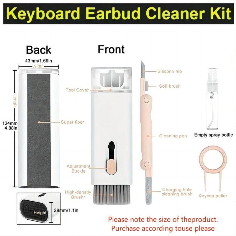 7 in 1 Electronic Cleaning Kit, 1 Count Keyboard Earbud Cleaner Kit, Multifunctional Cleaning Kit for Earphone, Laptop, Phone, PC Monitor, Desktop Accessories, Back to School Essentials, School Supplies