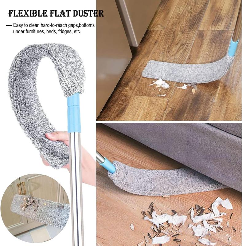 Retractable Gap Dust Cleaner Under Appliance Microfiber Duster Dust Brush with Extension Pole (36 to 49 inches) Cleaning Duster for Bed High Ceilings Furniture Bottom Household Gap Duster Gray