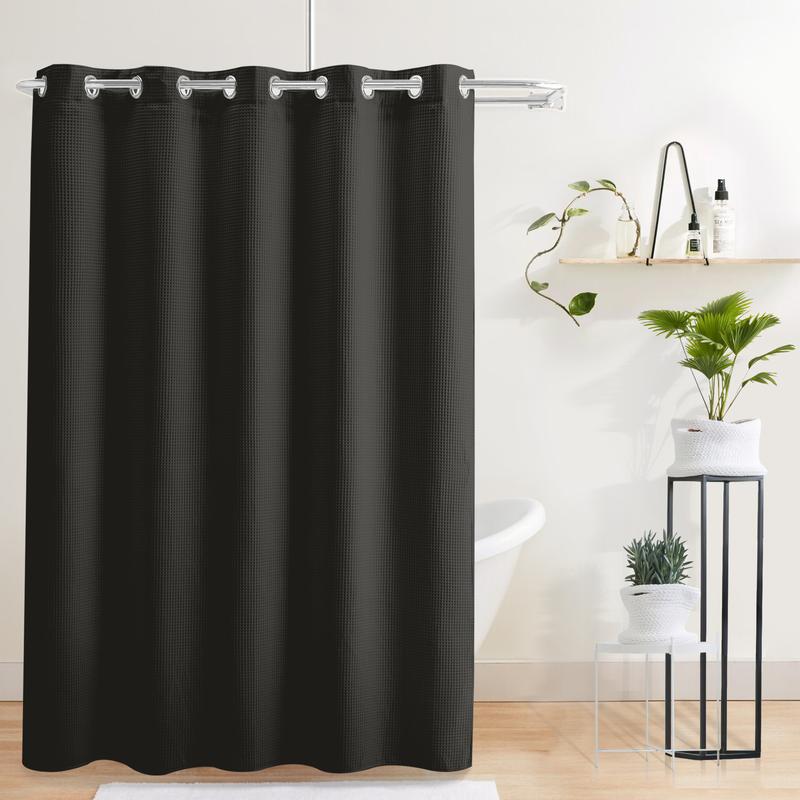 Waffle Weave Shower Curtain with Snap-in Liner,Cotton Blend Fabric Shower Curtain for Bathroom, Shower Curtain with Liner Set,New Year gifts