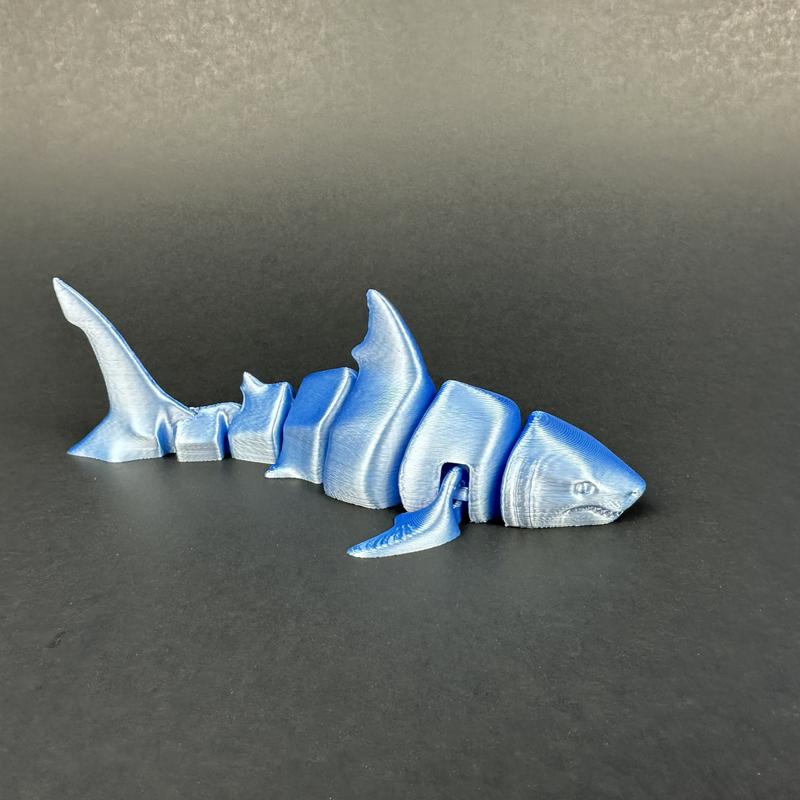 3D printed articulated shark. 7 in long. Decor