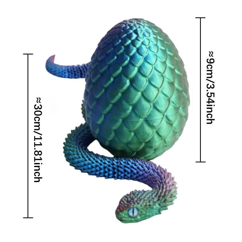 3D Printed Serpent-egg Animal Figurine with Random Eyes, 1 Count Jointed Articulating Home Desk Decor, Flexible Plastic Collectible Car Ornament