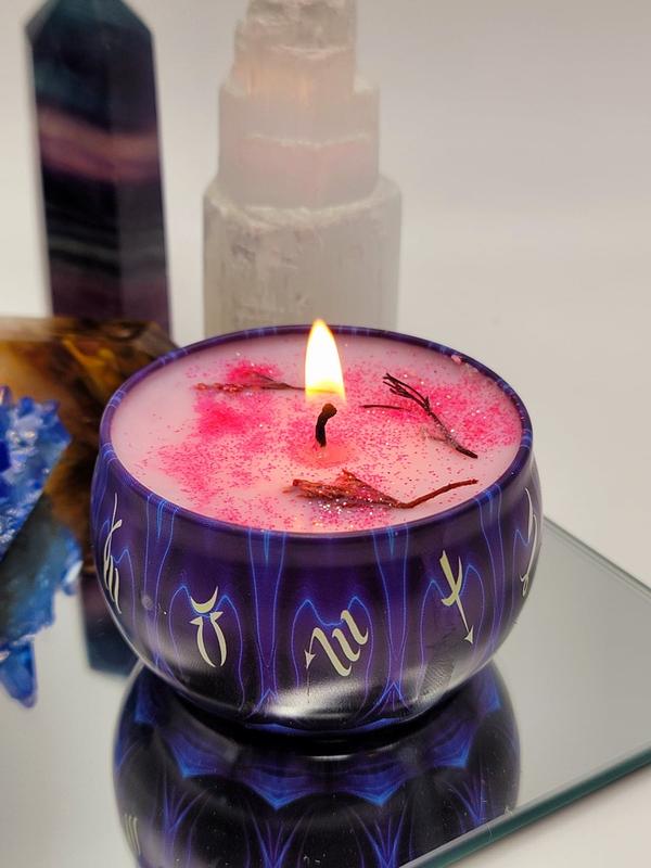 Manifestation Candles For Love, Abundance, Clarity, Spiritual Cleanse, Healing, reiki energy, herbs, and organic soy Wax Colorful Decor