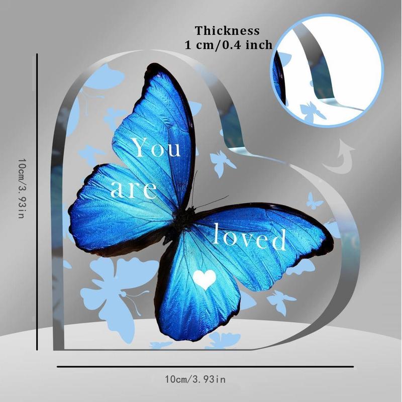 Acrylic Desktop Ornaments for Room Decor, 1 Count Letter & Butterfly Decorative Ornament for Home Party Birthday, Summer for Gift [Blue-Heart Shaped, Purple-Butterfly Shaped]