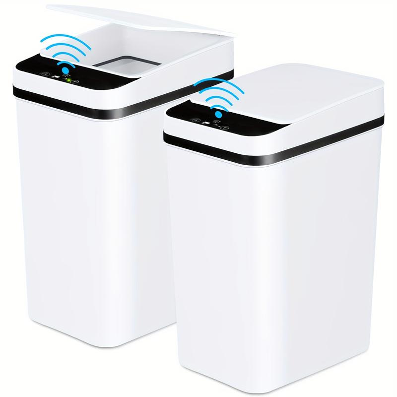 2 Pack 2.5 Gallon Bathroom Trash Cans With Lid Touchless Automatic Motion Sensor Small Slim Garbage Can, Smart Electric Narrow Waterproof Garbage Bin For Bedroom Office Kitchen White Kitchen Trash Cans rachael  ray