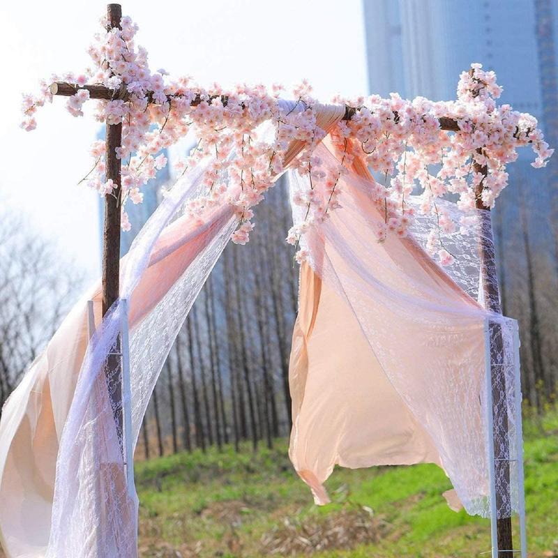 Artificial Cherry Blossom Flower Vines (2pcs), Fake Flower Garland, Hanging Silk Flower Vines for Home Wedding Party Japanese Kawaii Decor