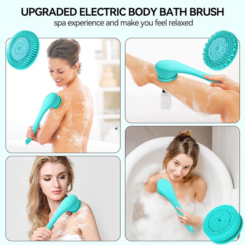 Three in one electric shower brush, bristle cover, cleaning and massage, waterproof USB charging, silicone anti slip accessories, deep exfoliation