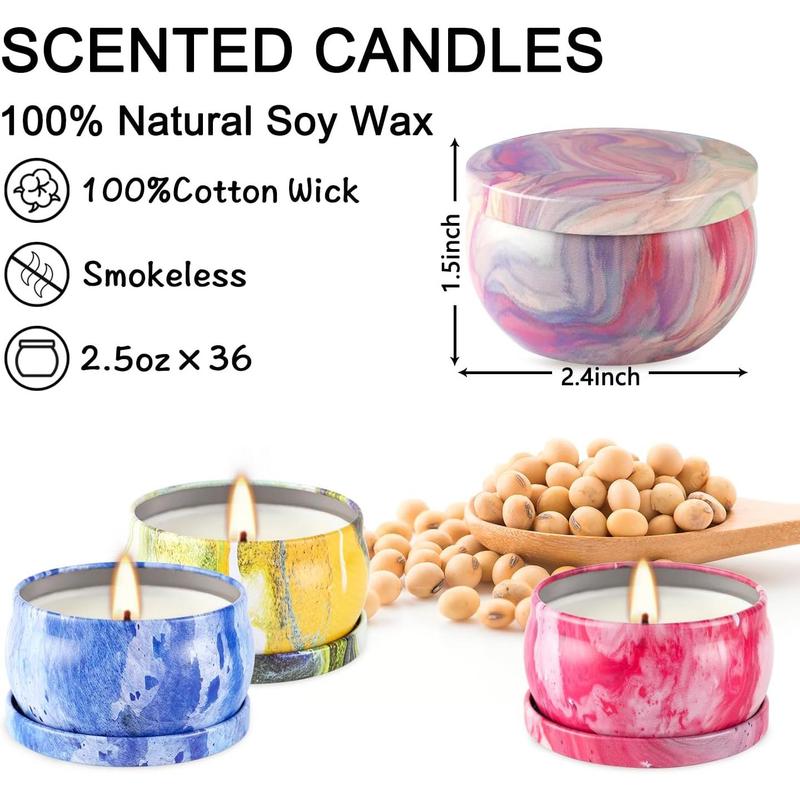 36 Pack Scented Candles Gift Set for Woman, Jar Candle, 2.5 oz Soy Wax Tin Candle-Ideal Gift for Travel Home Decor