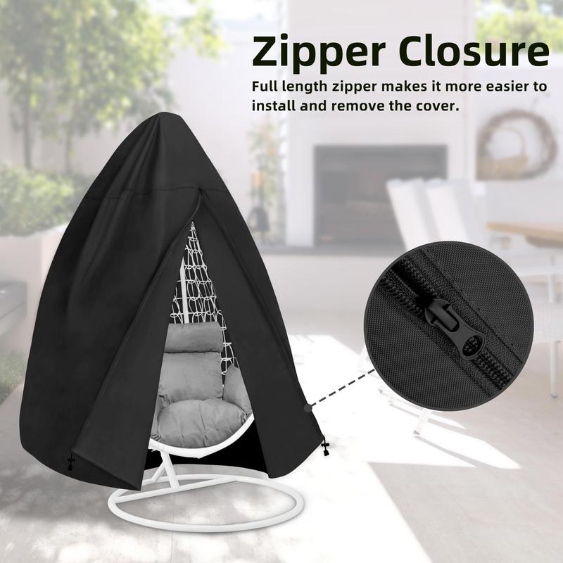 Easy-Going Patio Egg Chair Cover, UV Resistant Waterproof Swing Hanging Egg Chair Cover with Zipper, Outdoor Wicker Single Seat Egg Chair Cover