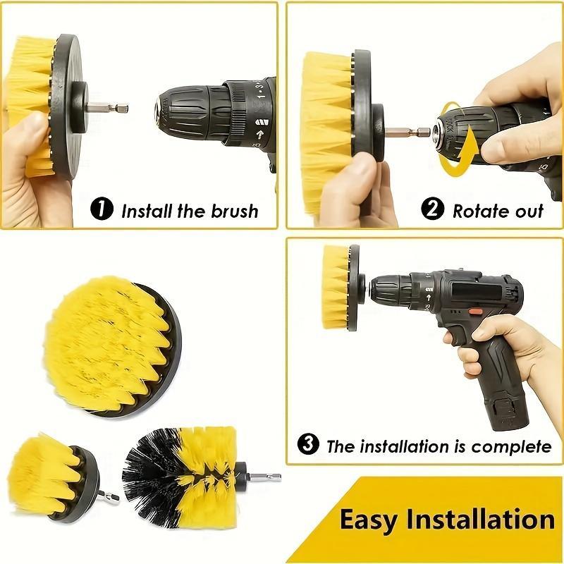 Car Cleaning Brush Head Set, Round Nylon Brush Head for Cleaning, Car Cleaning Accessories Compatible with Electric Drills, Car Washing & Maintenance Tool