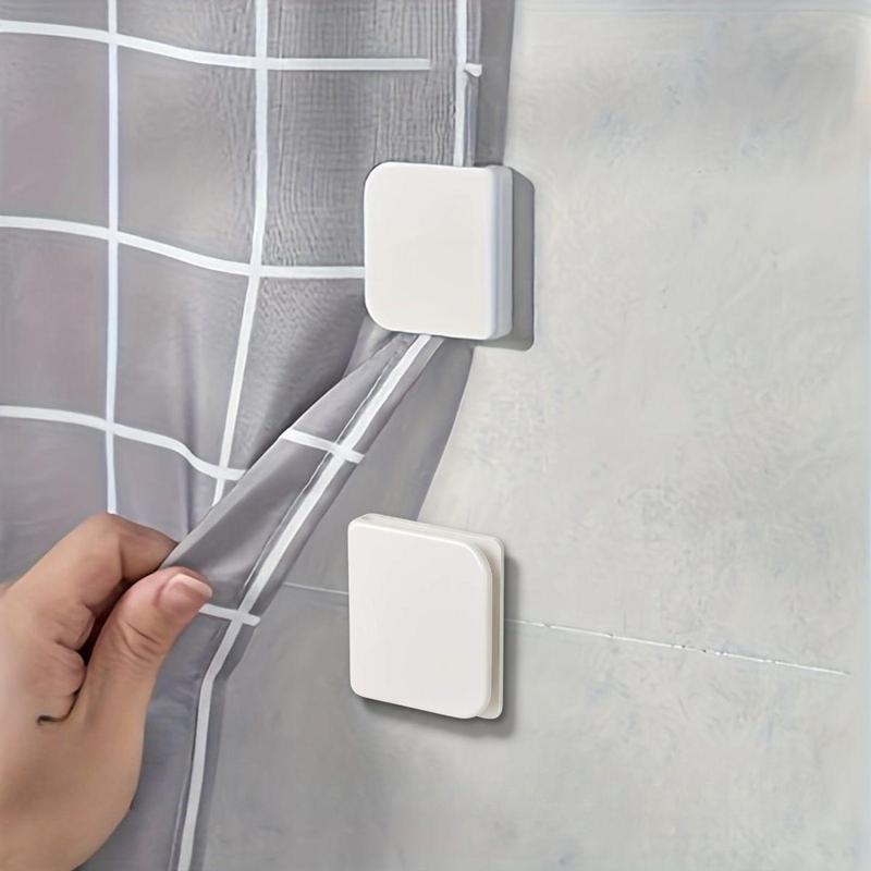 Solid Color Mini Self Adhesive Shower Curtain Fixed Clip, 2 Counts set Portable Mini Durable Multi-function Shower Curtain Fixing Clip, Bathroom Accessories, Bathroom Supplies