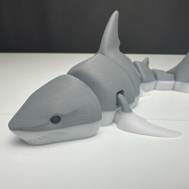 3D printed articulated shark. 7 in long. Decor