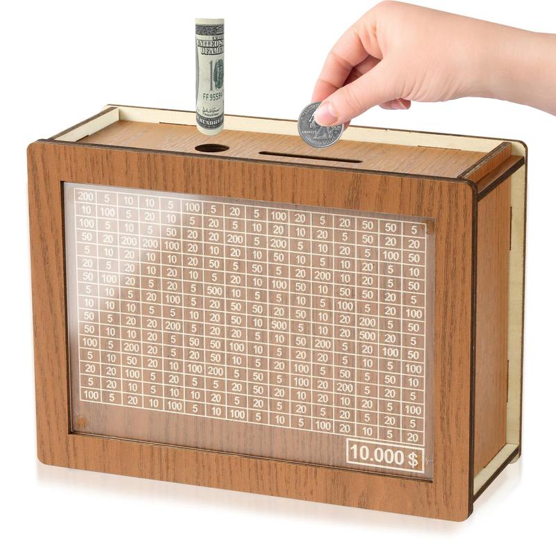 10000 Savings Challenge Box, Cashbox Kakeibo Money Box, Cash Vault Wooden Savings Box 10,000 Dollar, Wooden Coin Digital Piggy Bank, Wooden Money Save Box 10k Smash, Caja De Ahorros 10000, Money Saver