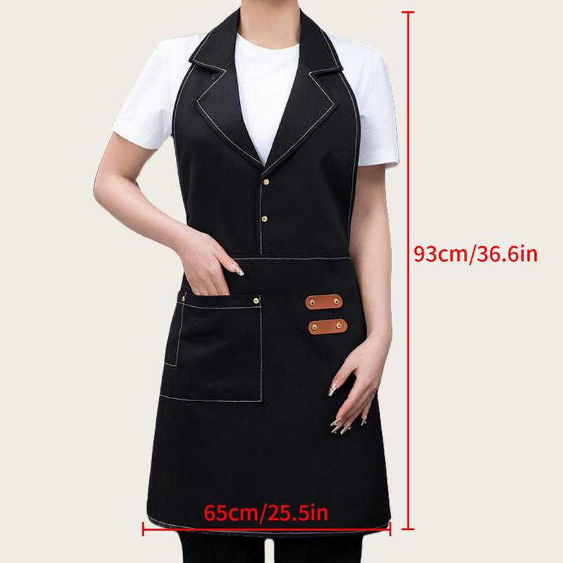 Suit Collar Design Apron with Pocket, 1 Count Restaurant Waitress Apron, Household Apron for Cooking Baking