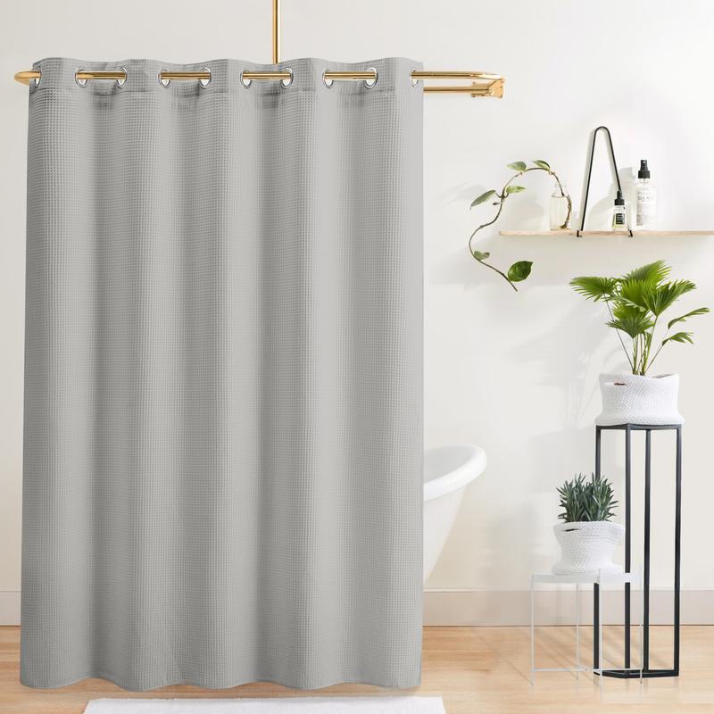 Waffle Weave Shower Curtain with Snap-in Liner,Cotton Blend Fabric Shower Curtain for Bathroom, Shower Curtain with Liner Set,New Year gifts