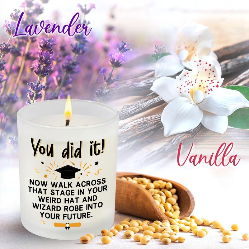 Graduation Gifts for Men, Women - Graduation, Christmas, Birthday Gifts for Him, Her, Friends, Graduation Gifts for Son, Daughter Gifts from Mom, Dad - Vanilla Lavender Scented Candle 10oz