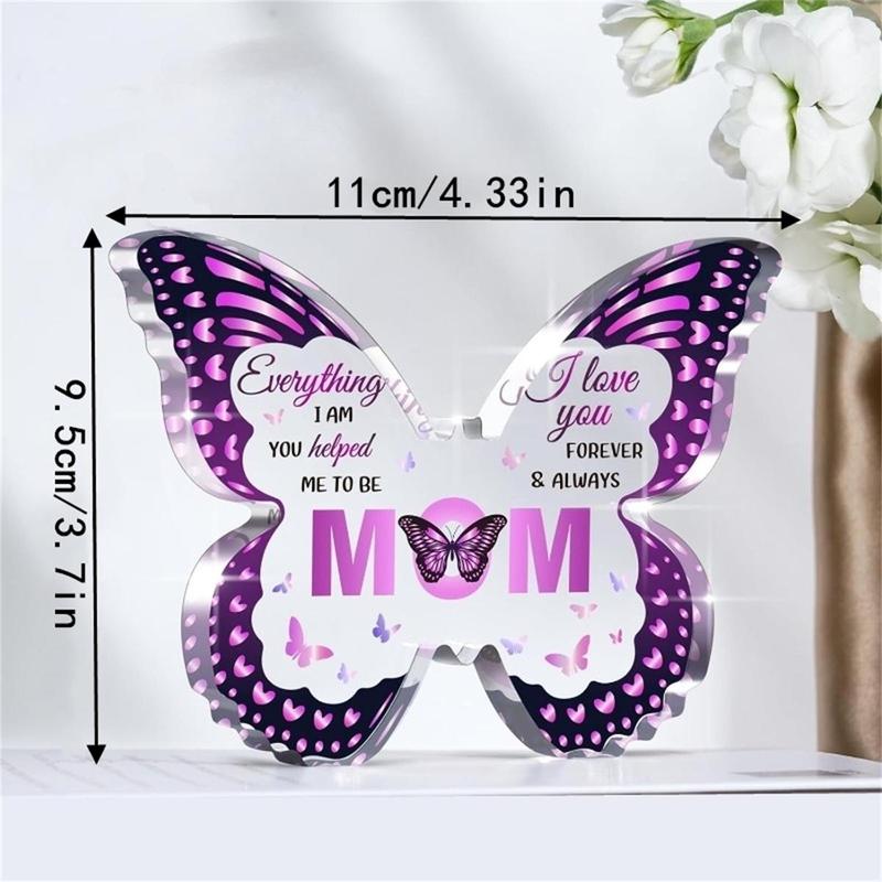 Acrylic Desktop Ornaments for Room Decor, 1 Count Letter & Butterfly Decorative Ornament for Home Party Birthday, Summer for Gift [Blue-Heart Shaped, Purple-Butterfly Shaped]