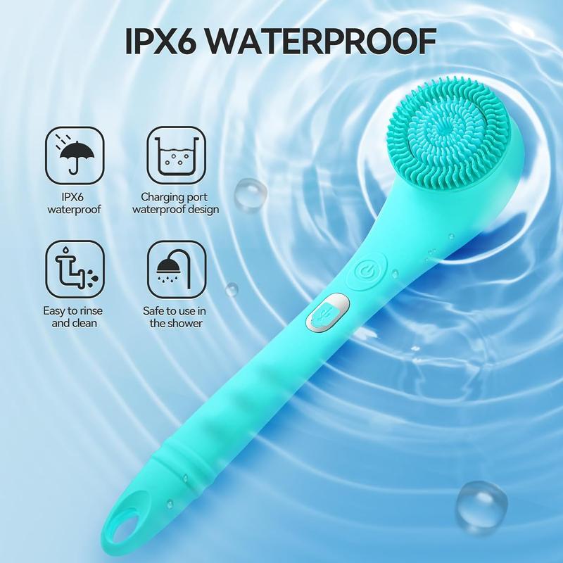 Three in one electric shower brush, bristle cover, cleaning and massage, waterproof USB charging, silicone anti slip accessories, deep exfoliation