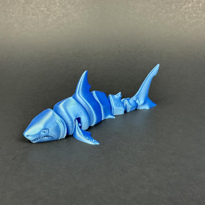 3D printed articulated shark. 7 in long. Decor