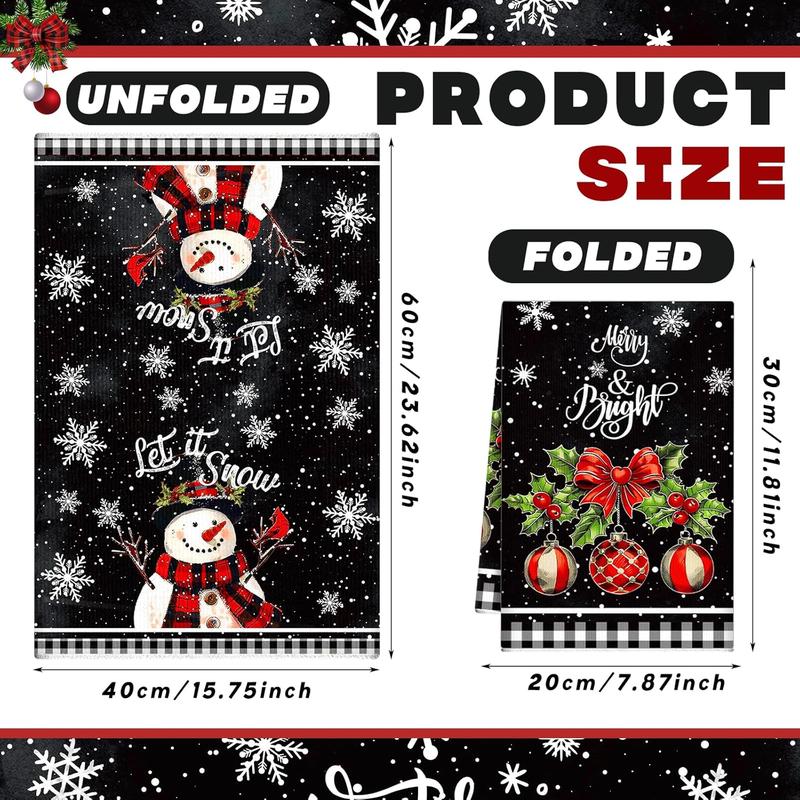 6 Christmas Kitchen Towels Sweet Themed Decorative Snowman Tea Towel Dish Towel Decor for Home Dish and Hand Drying, 6 Styles