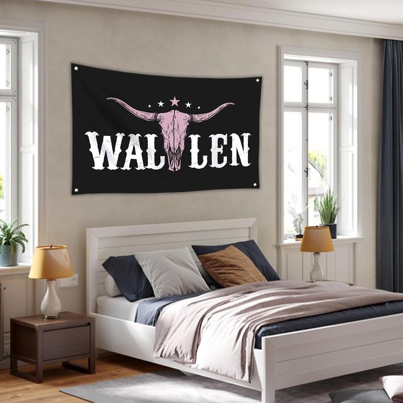 Wallen Flag 3x5FT Western Pink Bull Skull Flag American Flag Funny Man Cave Wall Wallen Flag for Indoor Outdoor Bedroom College Dorm Wall Decor Pink Banner Tapestry Gifts