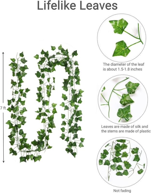 Vines for Room Decor(12 Pack 84 Feet) Aesthetic Artificial Plant Ivy Leaves Hanging Greenery Garlands for Home Bedroom Wall Wedding Party Decor