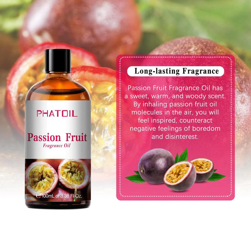 100ml Passion Fruit Fragrance Oil, Long Lasting Essential Oil, Home Fragrance, Room Fragrance, Fruity Essential Oil for Diffusers and Humidifiers, Great for Candle & Soap Making, Gift for Men & Women