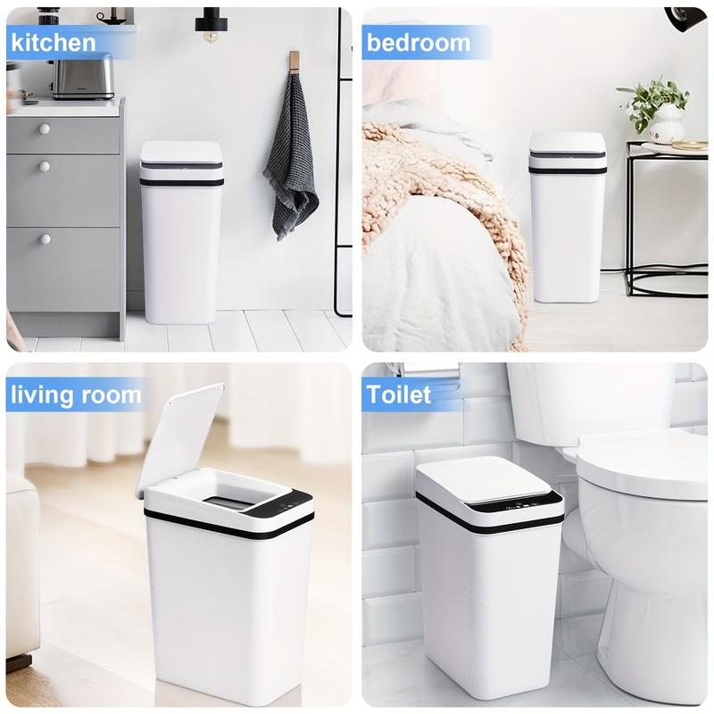 2 Pack 2.5 Gallon Bathroom Trash Cans With Lid Touchless Automatic Motion Sensor Small Slim Garbage Can, Smart Electric Narrow Waterproof Garbage Bin For Bedroom Office Kitchen White Kitchen Trash Cans rachael  ray