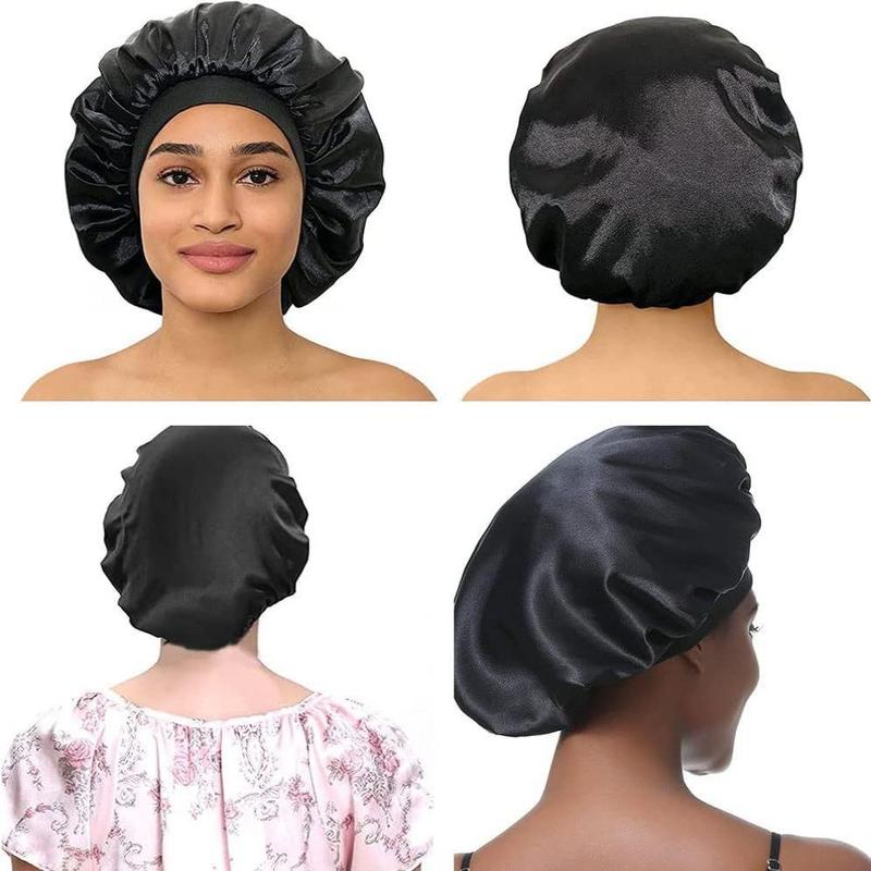 Satin Silk Bonnet for Sleeping, 3 Counts Satin Silk Hair Bonnets for Sleeping Women, Sleep Cap Hair Wrap for Curly Hair