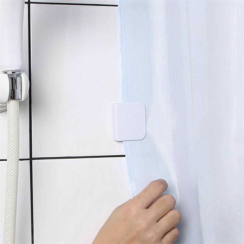 Solid Color Mini Self Adhesive Shower Curtain Fixed Clip, 2 Counts set Portable Mini Durable Multi-function Shower Curtain Fixing Clip, Bathroom Accessories, Bathroom Supplies