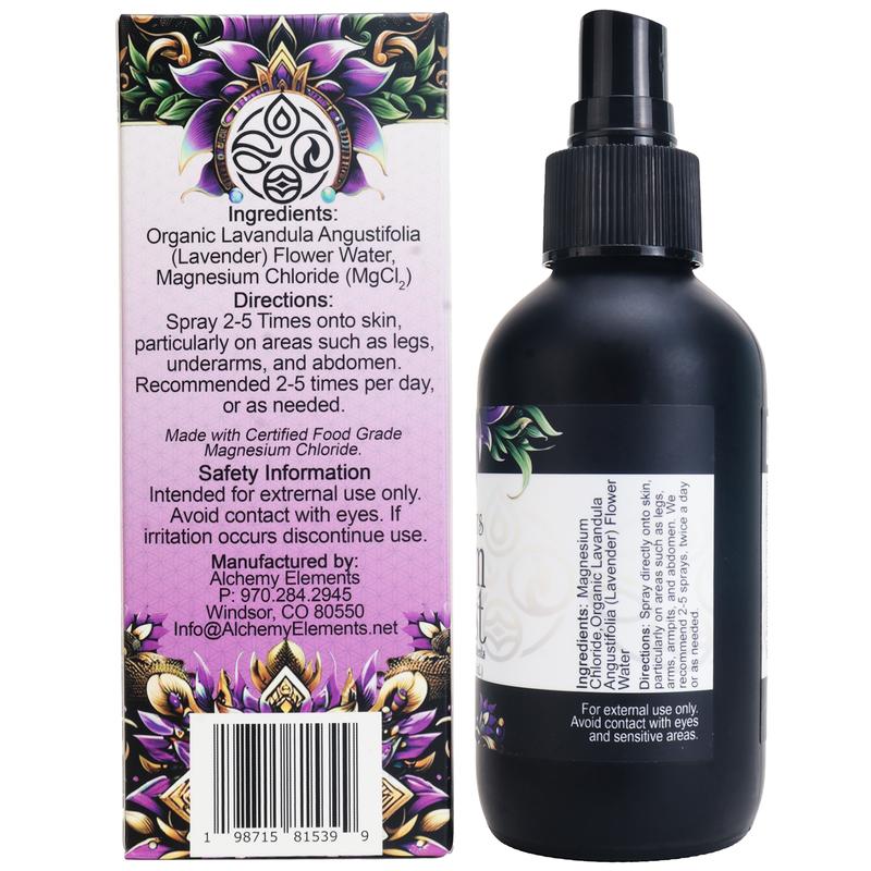 4oz. Magnesium Mist by Alchemy Elements, Pure, Natural. Organic frankincense and Lavender