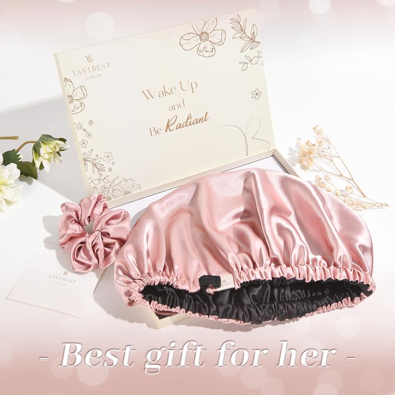 YANIBEST Satin Bonnet Hair Scrunchies Set For Hair Care