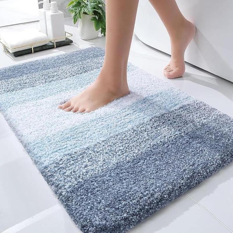 Bath Mat, 1 Count Colorblock Bathroom Mat, Non-slip Soft Absorbent Bath Rug, Machine Washable Bath Mat for Bathroom Floor, Tub and Shower