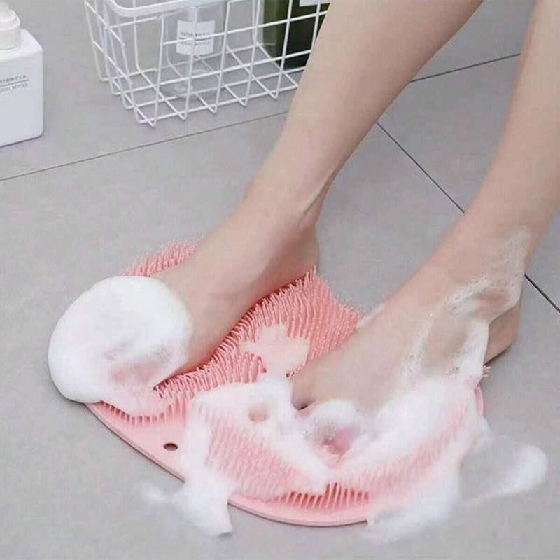 Foot Scrubbing Mat, 2 Counts Multi-functional Bath Brush, Bathroom Supplies for Massager and Anti-slip Suction Cup Foot Mat