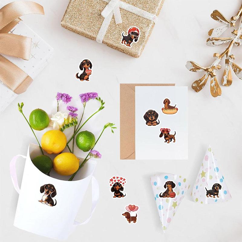 Cartoon Dachshund Dog Pattern Sticker (500pcs roll), Waterproof Decorative Sticker, DIY Decal for Gift Greeting Card Water Bottle Laptop Phone