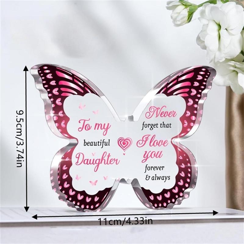 Acrylic Desktop Ornaments for Room Decor, 1 Count Letter & Butterfly Decorative Ornament for Home Party Birthday, Summer for Gift [Blue-Heart Shaped, Purple-Butterfly Shaped]