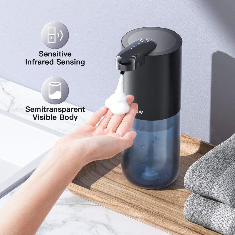 Automatic Foam Soap Dispenser 400ML, CHICLEW Rechargeable Liquid Hand Soap Dispenser Touchless with 4 Adjustable Levels, Motion Sensor Waterproof Wall Mount Foaming Soap Dispenser for Bathroom