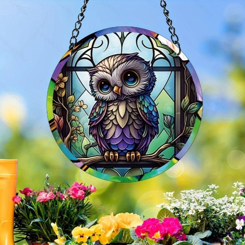 Owl Pattern Hanging Decor, 1 Count Colorful Acrylic Sun Catcher, Vibrant Bird Decor, Gift for Bird Lovers, Home Decor for Living Room Bedroom