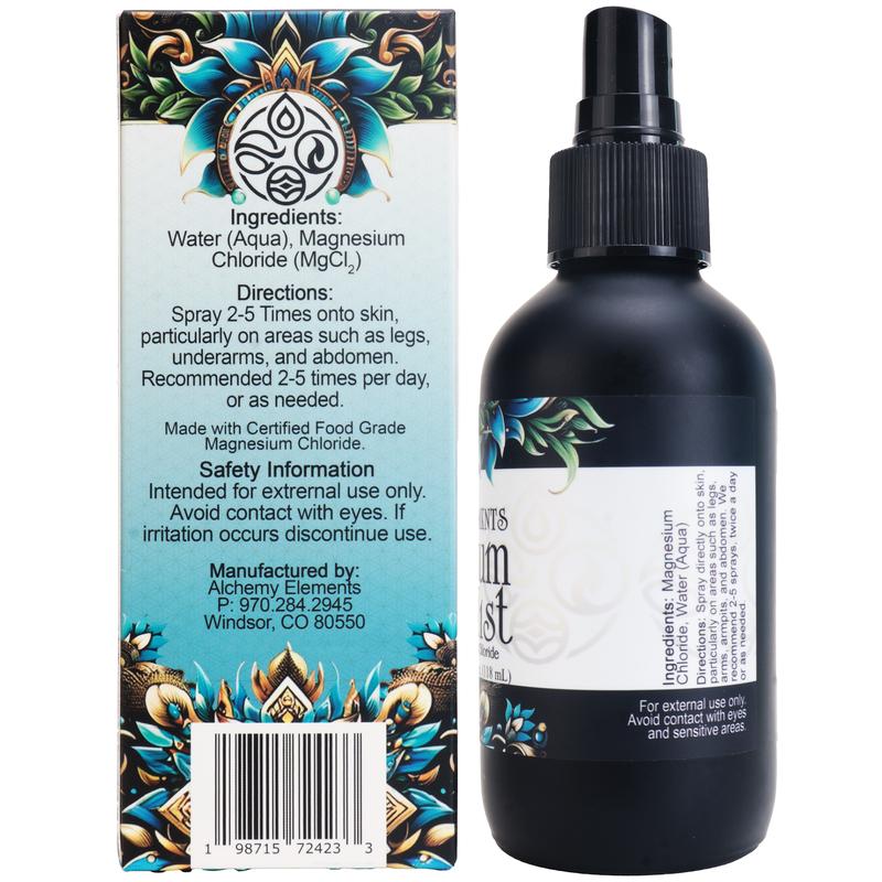 4oz. Magnesium Mist by Alchemy Elements, Pure, Natural. Organic frankincense and Lavender