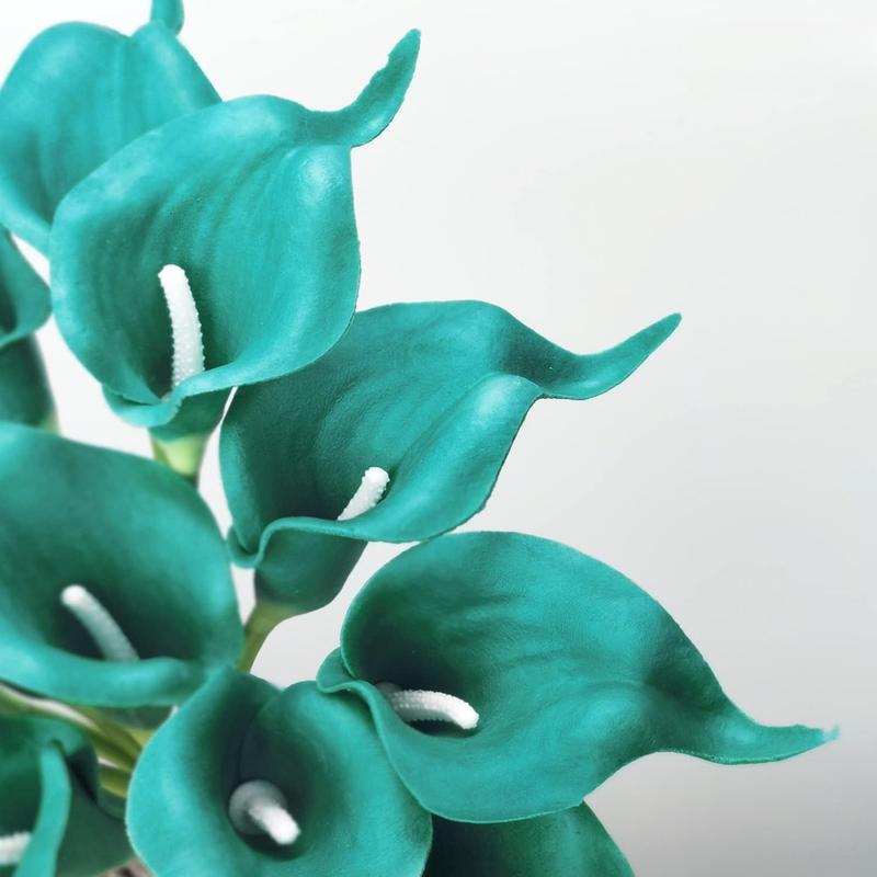 12pcs Teal Calla Lilies: Klein Blue, Wedding & Home Decor Delight.