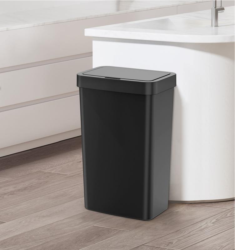 13.2 Gallon Trash Can, Plastic Motion SensorKitchen Trash Can, Black