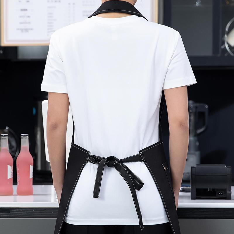 Suit Collar Design Apron with Pocket, 1 Count Restaurant Waitress Apron, Household Apron for Cooking Baking