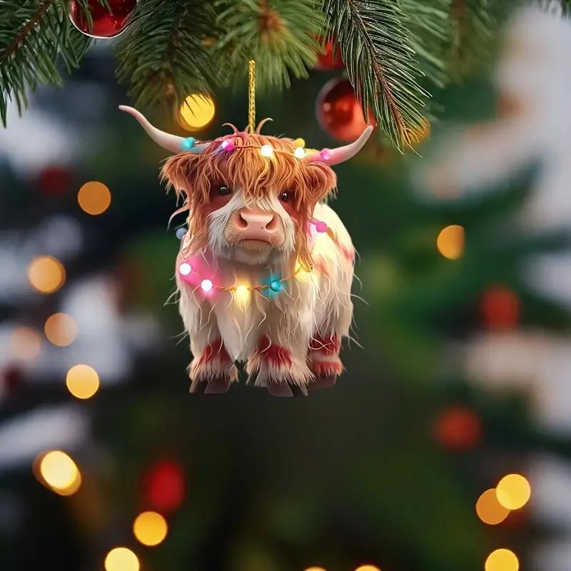 Highland Cow Design Hanging Ornament, 1 Count Cute Animal Design Hanging Decoration, Hanging Decor for Home Car Wallet Keychain