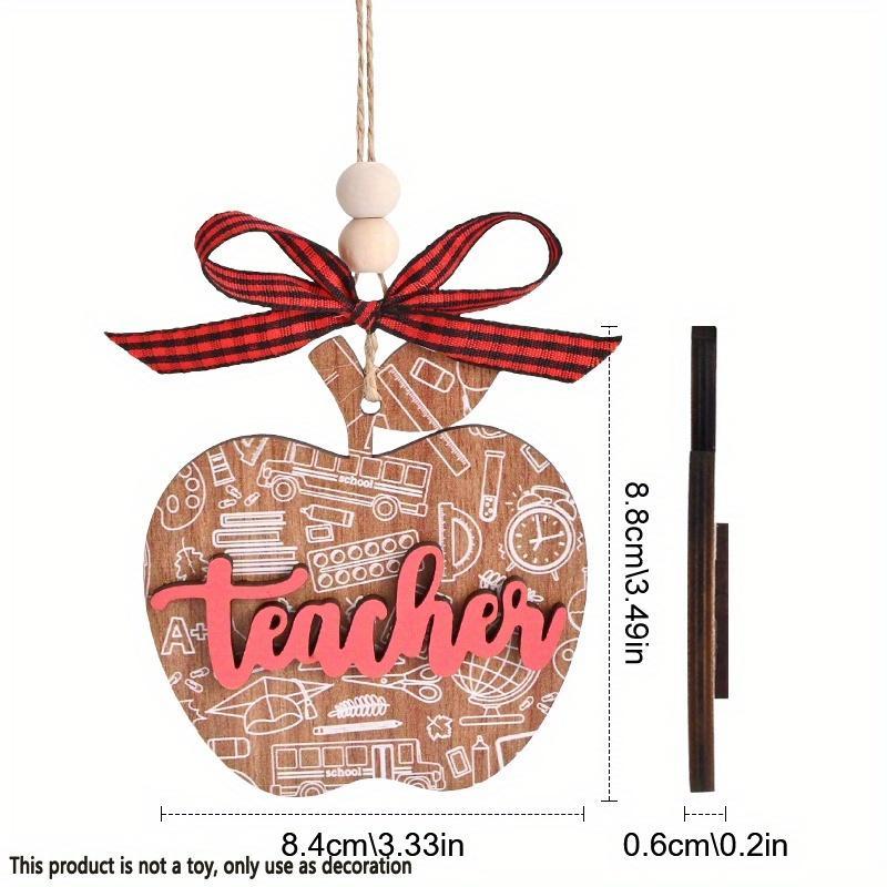 Fruit Shaped Wooden Hanging Ornament, 1 Count Teacher Themed Cartoon & Letter Pattern Double-layer Pendant, Thanksgiving Christmas Holiday Party Gift for Teacher