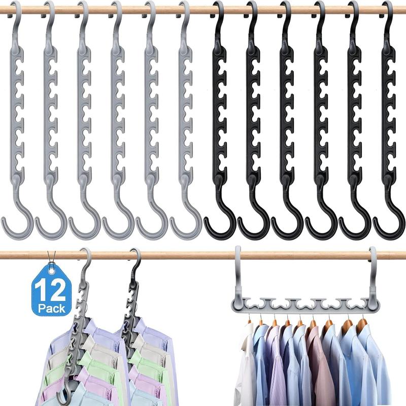 Rotatable Clothes Hanger Summer Sets, 12pcs set Foldable Clothes Hanger With Hook, Space Saving Clothes Hanger For Dormitory, Home Organizer, Summer for Gift