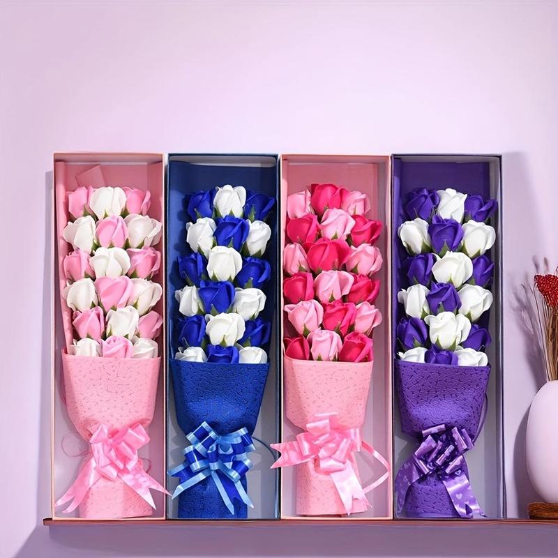 18pcs Roses Simulation Flower Gift Box, 1 Count Creative Romantic Rose Forever Flower Gift Box, Gifts for Party Anniversary Wedding  Teacher's Day